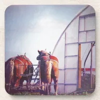 Draft Horses Ready For Work Drink Coaster