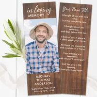 Rustic Funeral Prayer Custom Photo Memorial Poem Bookmarks