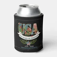 250 Years of Freedom Elegant Patriotic Black Can Cooler