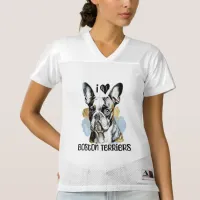 I Love Boston Terriers Women's Football Jersey