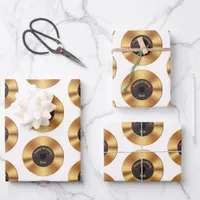 Personalized Retro Gold Vinyl Record  Wrapping Paper Sheets