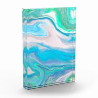 Sea Glass Blue and Green Marble Fluid Art    Photo Block