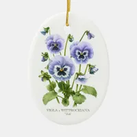 Purple Pansies Botanical Ceramic Ornament