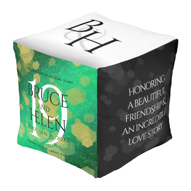 Elegant 19th Jade Wedding Anniversary Celebration Pouf