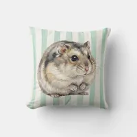Watercolor Dwarf Hamster Pet Portrait Pillow Cover