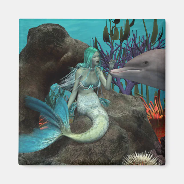 Mermaid and Dolphin Under the Sea Magnet