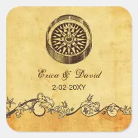 rustic compass nautical wedding  envelopes seals