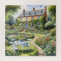 English Country House Summer Flower Garden Jigsaw Puzzle