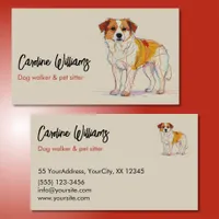 Modern colorful drawing dog walker pet sitter business card