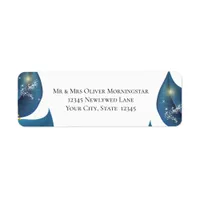 Return Address Modern Deep Indigo Blue and Gold Label