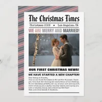 Newlywed Our First Christmas Newspaper Style Photo Holiday Card