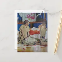 Surreal Retro Woman and Child in the Strawberry Postcard
