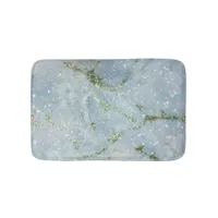 Elegant chic white gray silver glitter marble bath mat