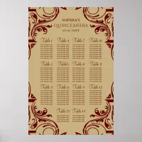 Rustic Red Gold seating plan poster