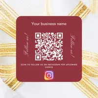 Red white business name qr code instagram square sticker