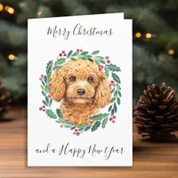 Poodle Merry Christmas Trendy Dog  Holiday Card