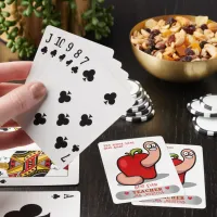 Teacher Appreciation Worm in Apple Add Name Poker Cards