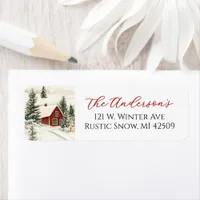Rustic Winter Cabin Christmas Return Address Label
