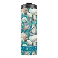 Coastal Christmas Bold Seahorse Pattern#4 ID1009 Thermal Tumbler