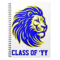 Lion Mascot Blue Yellow Senior Class Pride Notebook