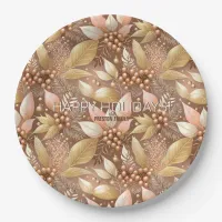 Pink Gold Christmas Pattern#8 ID1009 Paper Plates