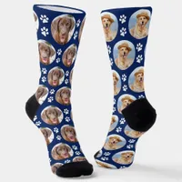 Custom Dog Photo Paw Prints Fun Mismatched Socks