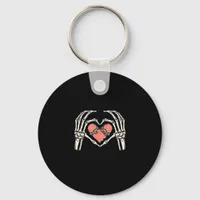 Skeleton Hand Heart Skateboard Valentines Day Funn Keychain