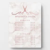 Rose Gold Marble Salon Price Menu Plaque