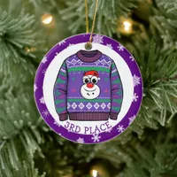 Third Place Ugly Sweater Winner Christmas Ceramic Ornament