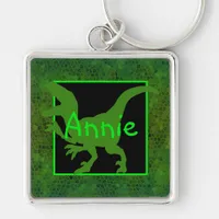 Personalized Green Dinosaur Hide Keychain