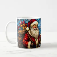 Stained Glass Style Santa Claus with Candle  Coffee Mug