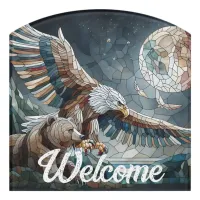 Mosaic Ai Art | Brown Bear and an Eagle Full Moon Door Sign