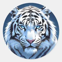 Blue eyed White Tiger Classic Round Sticker