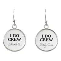 I Do Crew Bachelorette Party Black And White Name Earrings