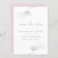 Simple Minimal Pink and Charcoal  Flowers Invitation