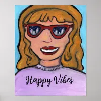 Pop Art Preppy Cartoon Girl Unique Teen Fun Poster