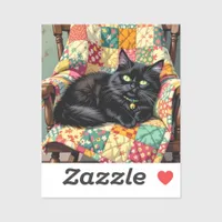 Cute Black Cat on Rocking Chair Sticker