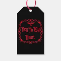 Goth Valentine Key To My Heart Red Gift Tags