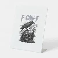 Funny F-Caw-F Crow Funny Halloween Retro Classic Pedestal Sign