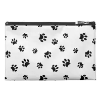 Black Paw Prints Pattern Travel Accessory Bag