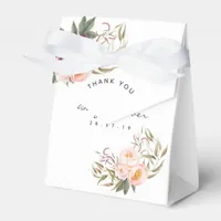 Peach and Burgundy Floral Baby Shower Thank You Favor Boxes