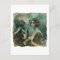 Gorgeous Vintage Lady and a Kracken in a Suit Postcard