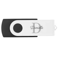 Modern Initial Monogram Elegant Custom Name Chic Flash Drive