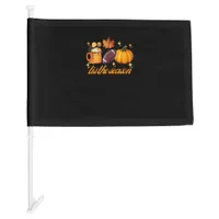 Tis The Season Pumpkin Leaf Latte Fall Thanksgivin Car Flag