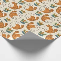 Orange and White Cats Naive Art Style Wrapping Paper