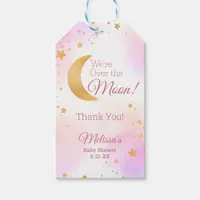 Over the Moon Pink Girl Baby Shower Thank You Gift Tags