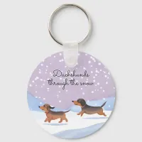 Dachshunds Snow Doxie Christmas Sausage Dogs Cute Keychain