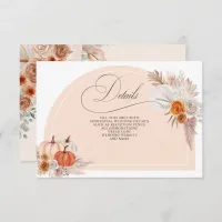 Boho Terracotta Pampas Pumpkins Fall Details Enclosure Card