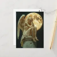 A blond angel and the moon postcard