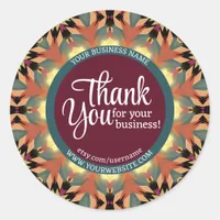 Craft Business Thank You Warm Burgundy Teal Glow Classic Round Sticker